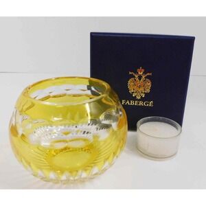 New Faberge Yellow  Crystal Nadya Voltive/Candle Holder w/ Box‎